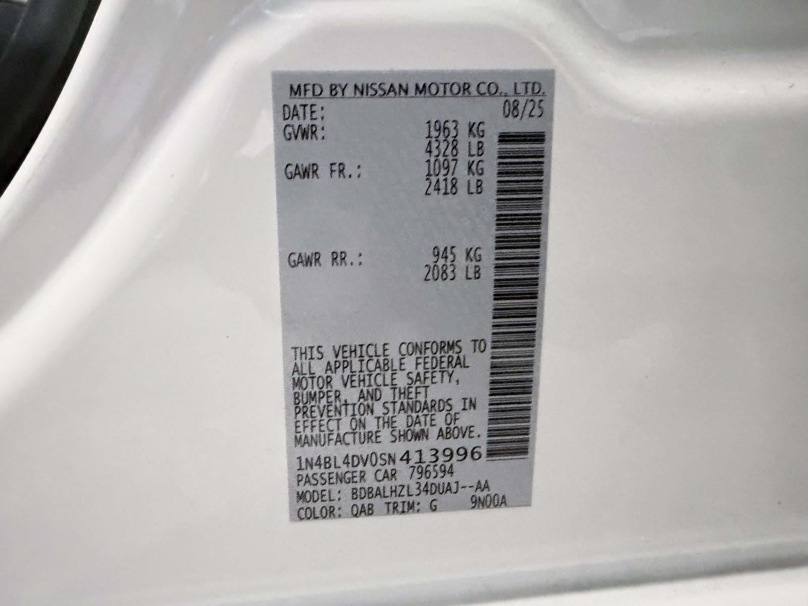 2025 Nissan Altima SV FWD