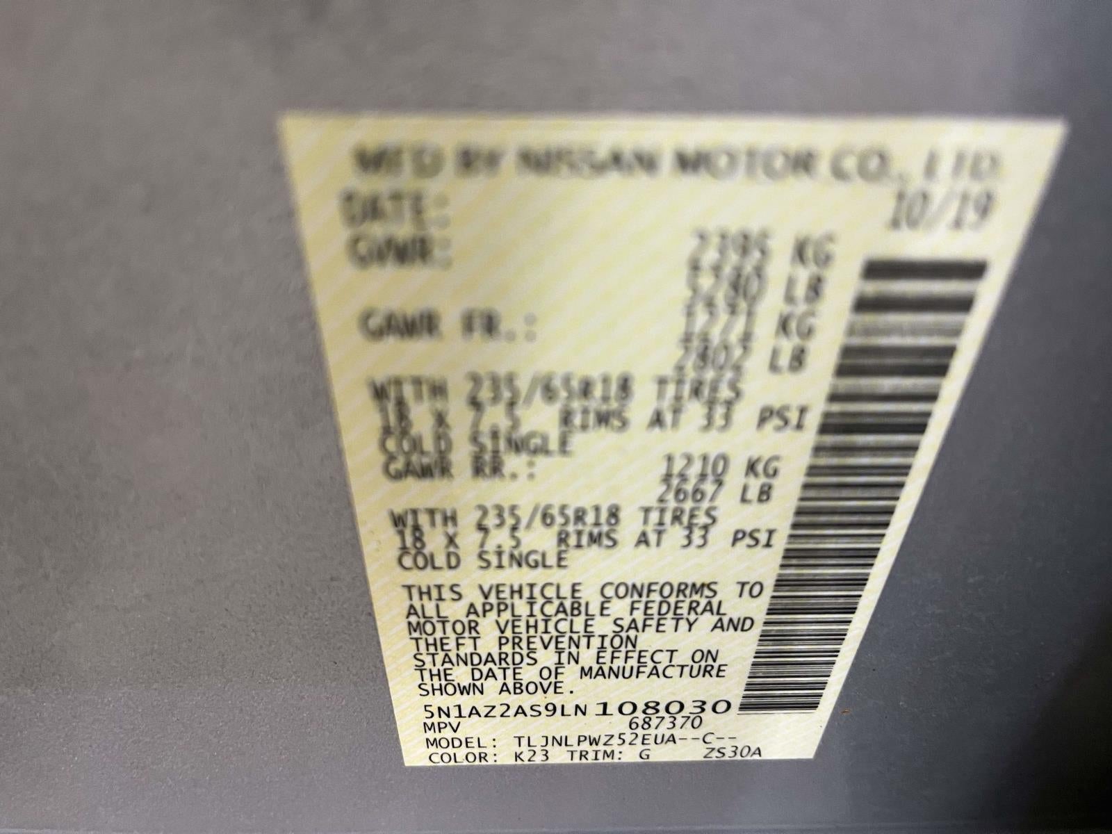 2020 Nissan Murano S Intelligent AWD