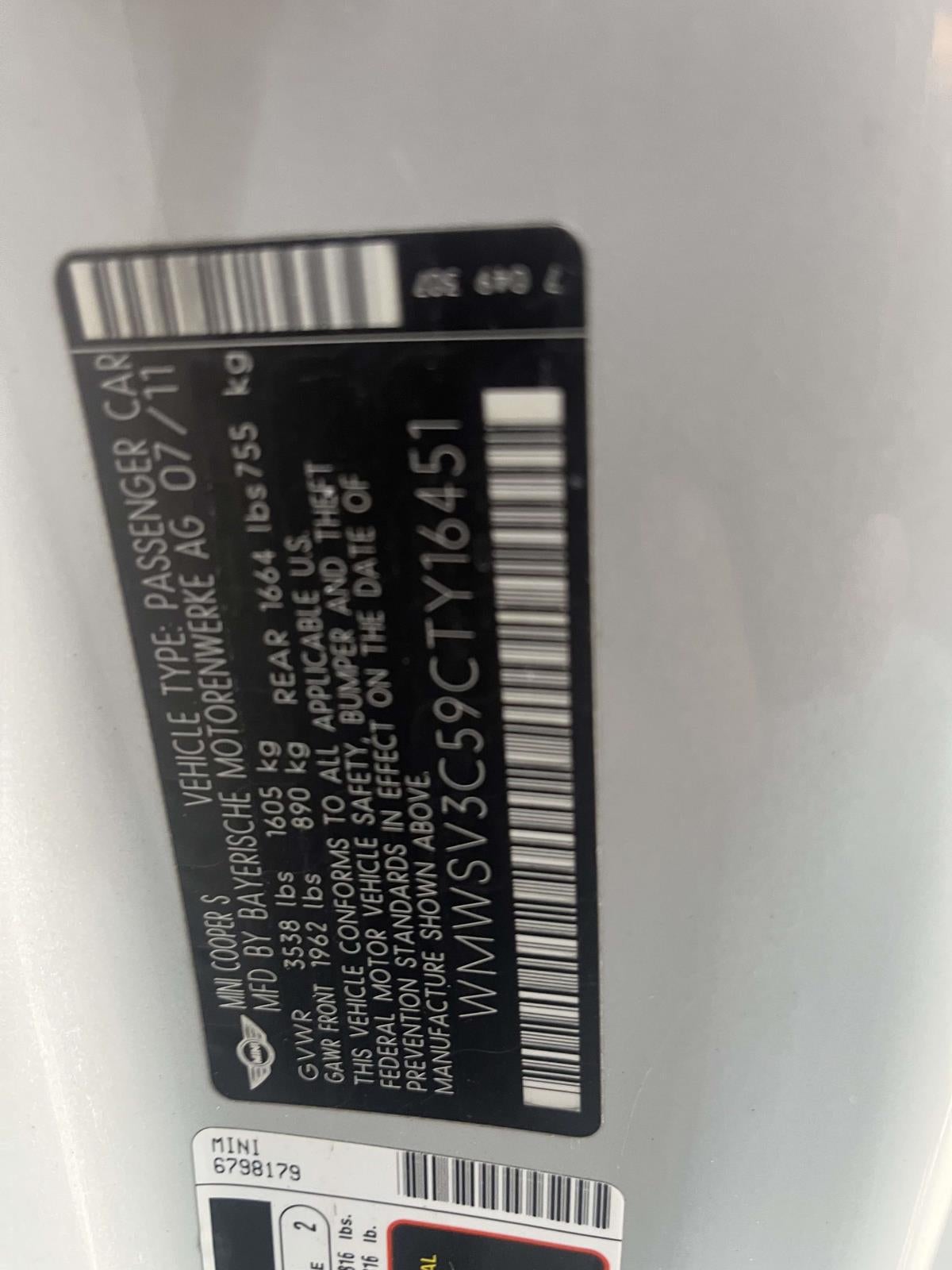 2012 MINI Cooper S Base