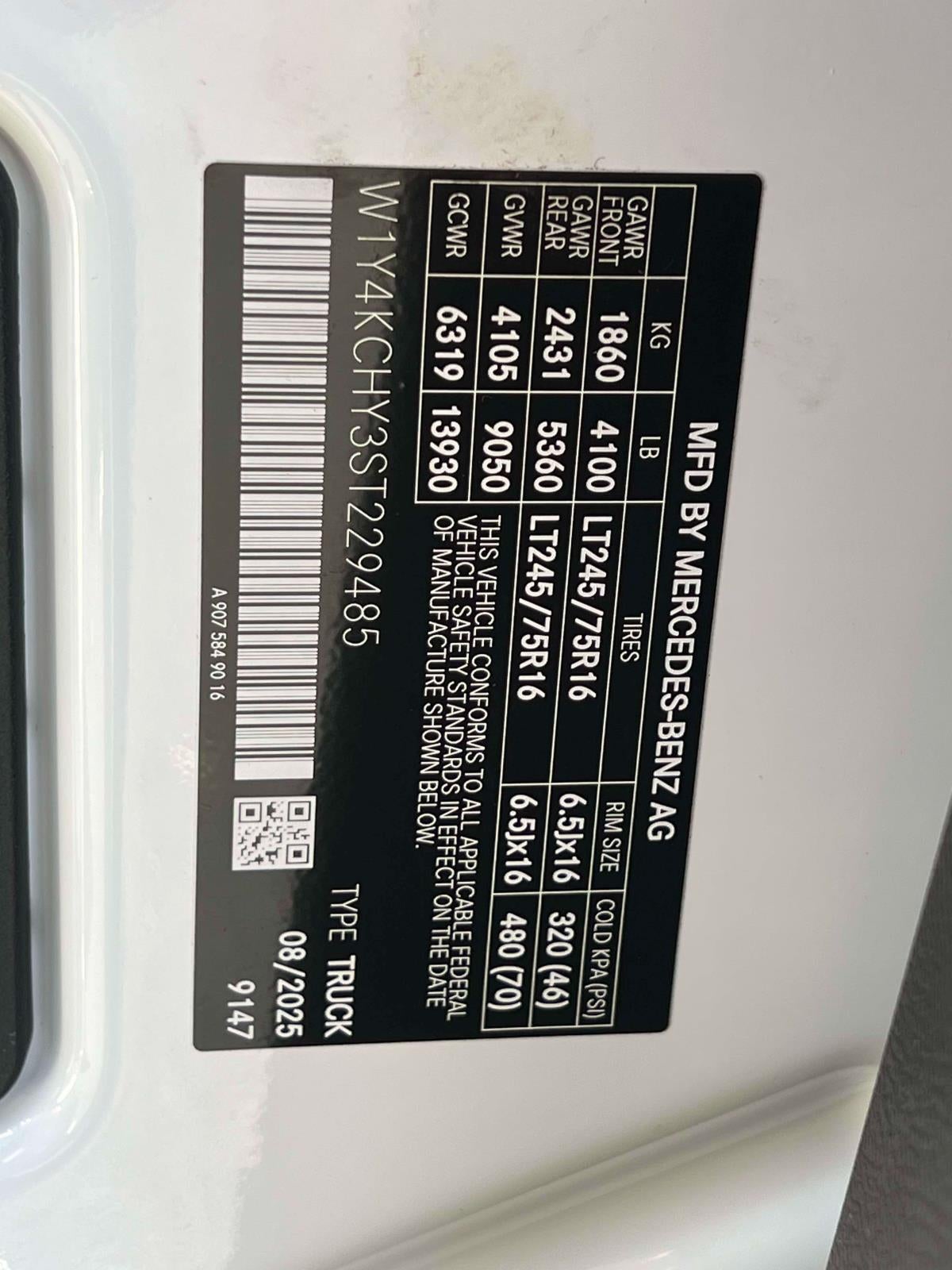 2025 Mercedes-Benz Sprinter Cargo Van 2500 High Roof I4 Diesel 170" RWD